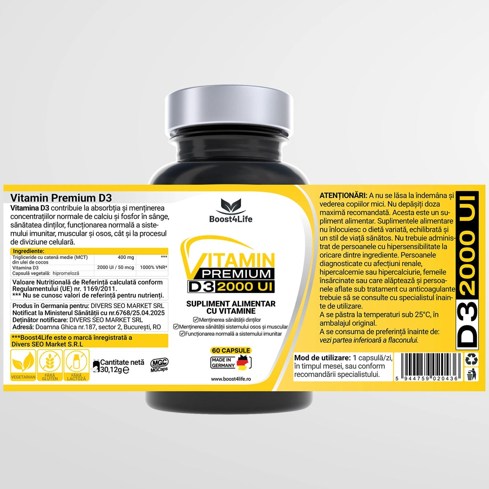 Vitamin Premium D3 (2000 UI), MG Caps®, 60 Capsule